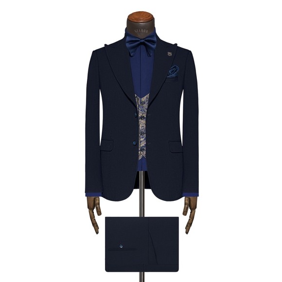 کت وشلوار ژیله دو دکمه دو چاک یقه بلیزر شاخدار التین سیامد H_26/04/402