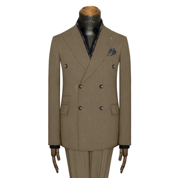 کت شلوار دبل برست 6دکمه دو چاک دیپلمات جناقی سیامد کد_H23/11/402