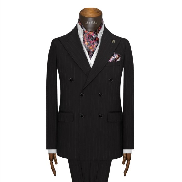 کت شلوار دبل برست 6دکمه سیامد طرح محو راه راه سیامد کد_232