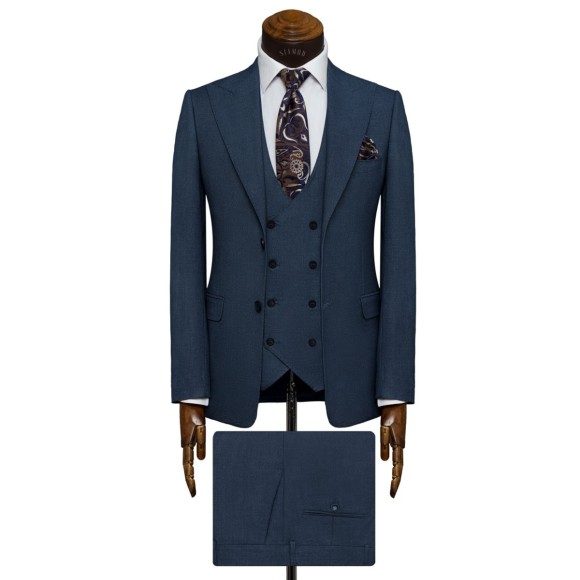 کت و شلوار و ژیله یقه بلیزر شاخدار ناتیه 2دکمه 2چاک سیامد siamod مدل H-10-12