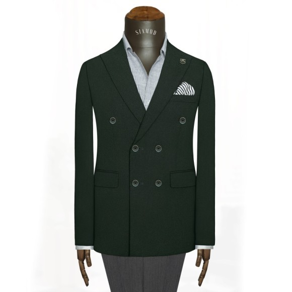 تک کت دبل برست دوچاک یقه بلیزر شاخدار ناتیه سیامد E-11-04-120 Siamod