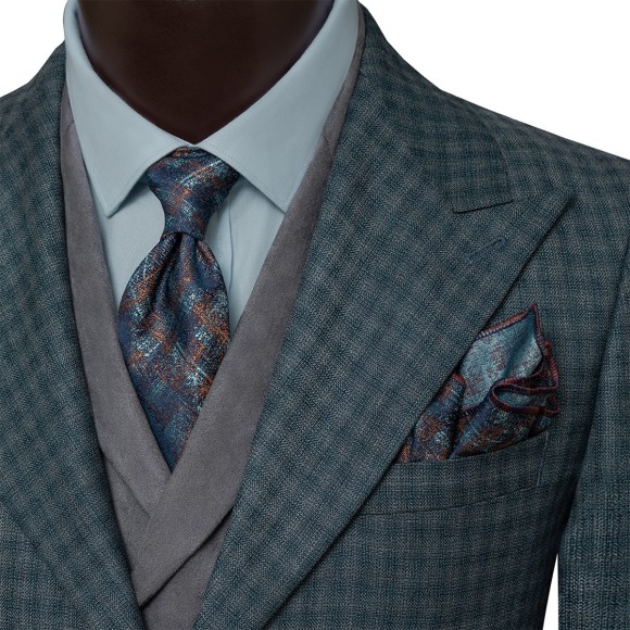 تک کت دودکمه یقه بلیزر چهارخانه ریز RIPS سیامد E-11-10-148 Siamod