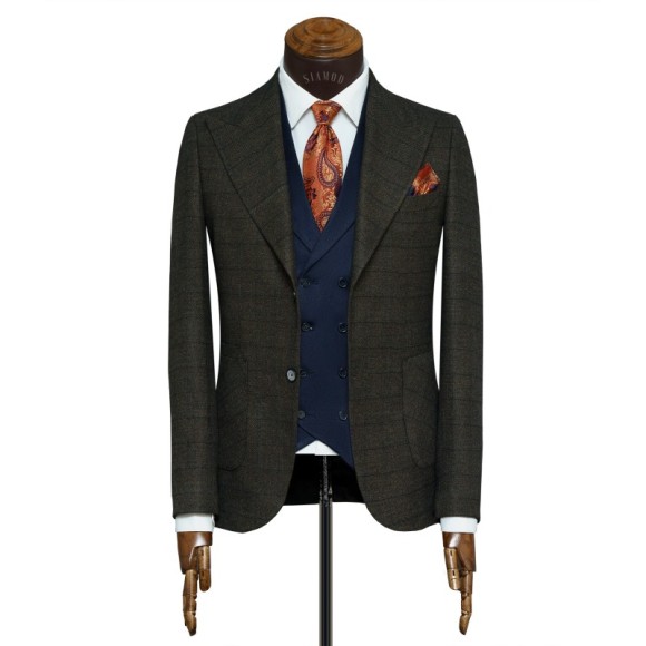 تک کت دو دکمه دوچاک یقه بلیزر شاخدار آکفیل سیامد E-11-10-126 Siamod