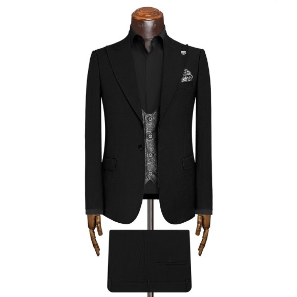 کت شلوار ژیله یقه بلیزر شاخدار تک دوکمه 2چاک التین سیامد