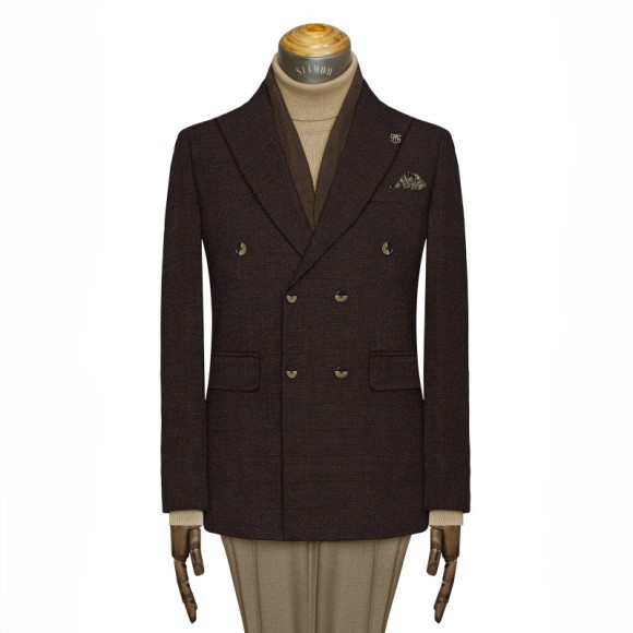 تک کت دبل برست دوچاک یقه بلیزر شاخدار آکفیل سیامد E-11-06-99 Siamod