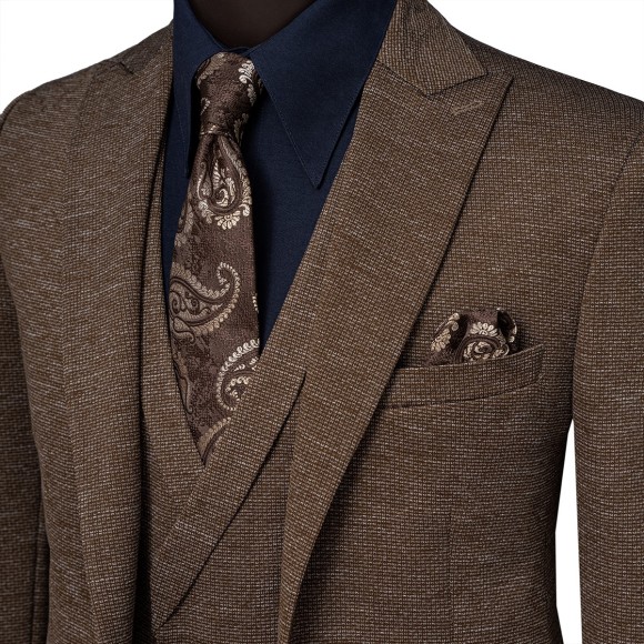 کت و شلوار و ژیله تک دکمه یقه بلیزر ژیله آرشال افکت دار سیامد Siamod