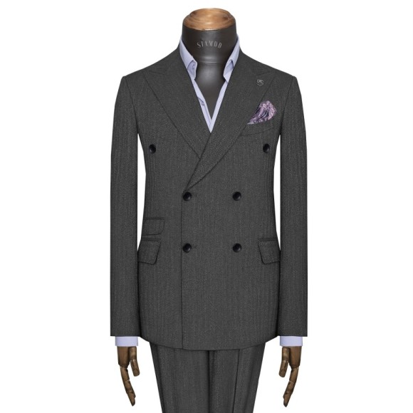 کت شلوار دبل برست 6دکمه دو چاک دیپلمات جناقی سیامد کد_H23/11/402