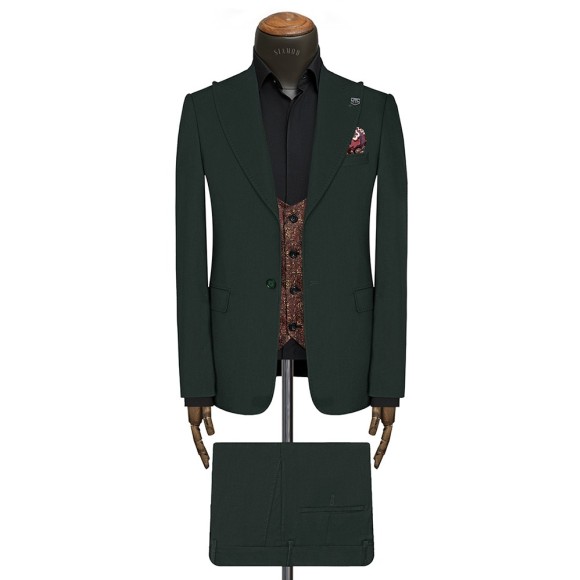 کت شلوار ژیله یقه بلیزر شاخدار تک دوکمه 2چاک التین سیامد