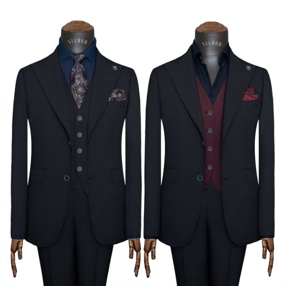 کت شلوار ژیله دورو یقه بلیزر دو دکمه دو چاک سیامد کد_parti251