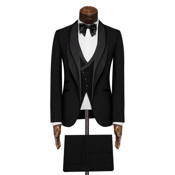 کت و شلوار دامادی یقه ارشال جودون ریون سیامد مدل 1-531