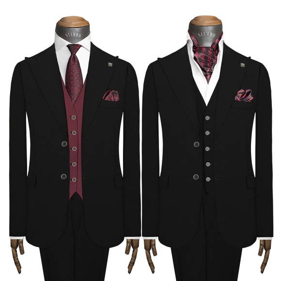 کت شلوار ژیله دورو یقه بلیزر دو دکمه دو چاک کج راه سیامد کد_parti251