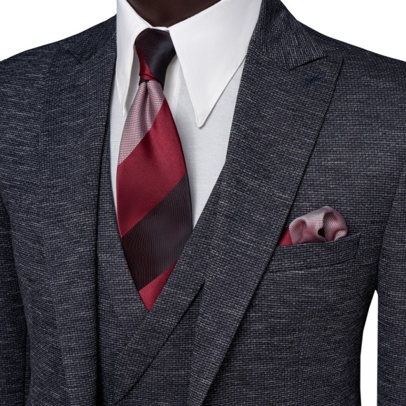 کت و شلوار و ژیله تک دکمه یقه بلیزر ژیله آرشال افکت دار سیامد Siamod