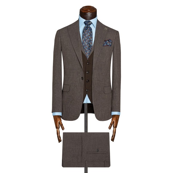 کت و شلوار و ژیله کمبین تک دکمه دوچاک یقه بلیزر کشمیر سیامد مدل407-1794