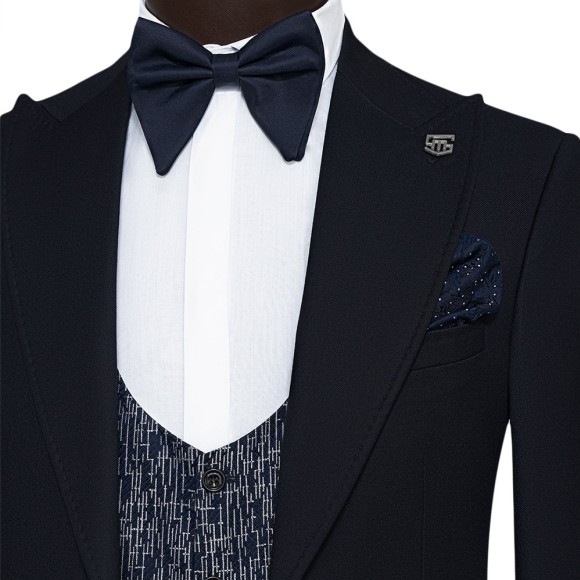 کت شلوار ژیله یقه بلیزر شاخدار تک دوکمه 2چاک التین سیامد