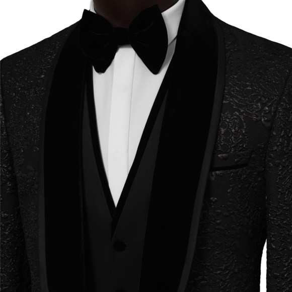 کت و شلوار و ژیله و پاپیون طرح برجسته یقه آرشال سوییت سارتوریا