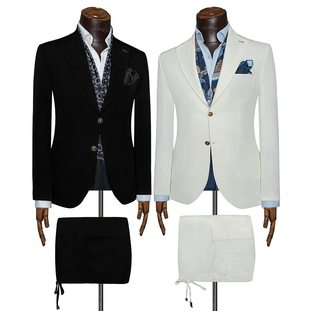 کت شلوار یقه انگلیسی جیب رو دو دکمه دو چاک سیامد