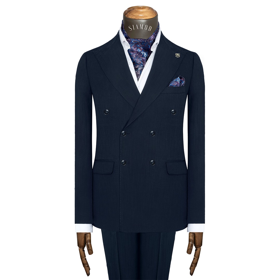 کت شلوار دبل برست 6دکمه وول دیپلمات محو سیامد کد jolf_232