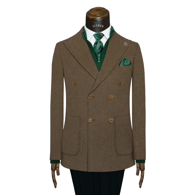 نیم پالتو 6دکمه یقه بلیزر ایتالیایی جیب رو دو چاک وول سیامد کد golf_164
