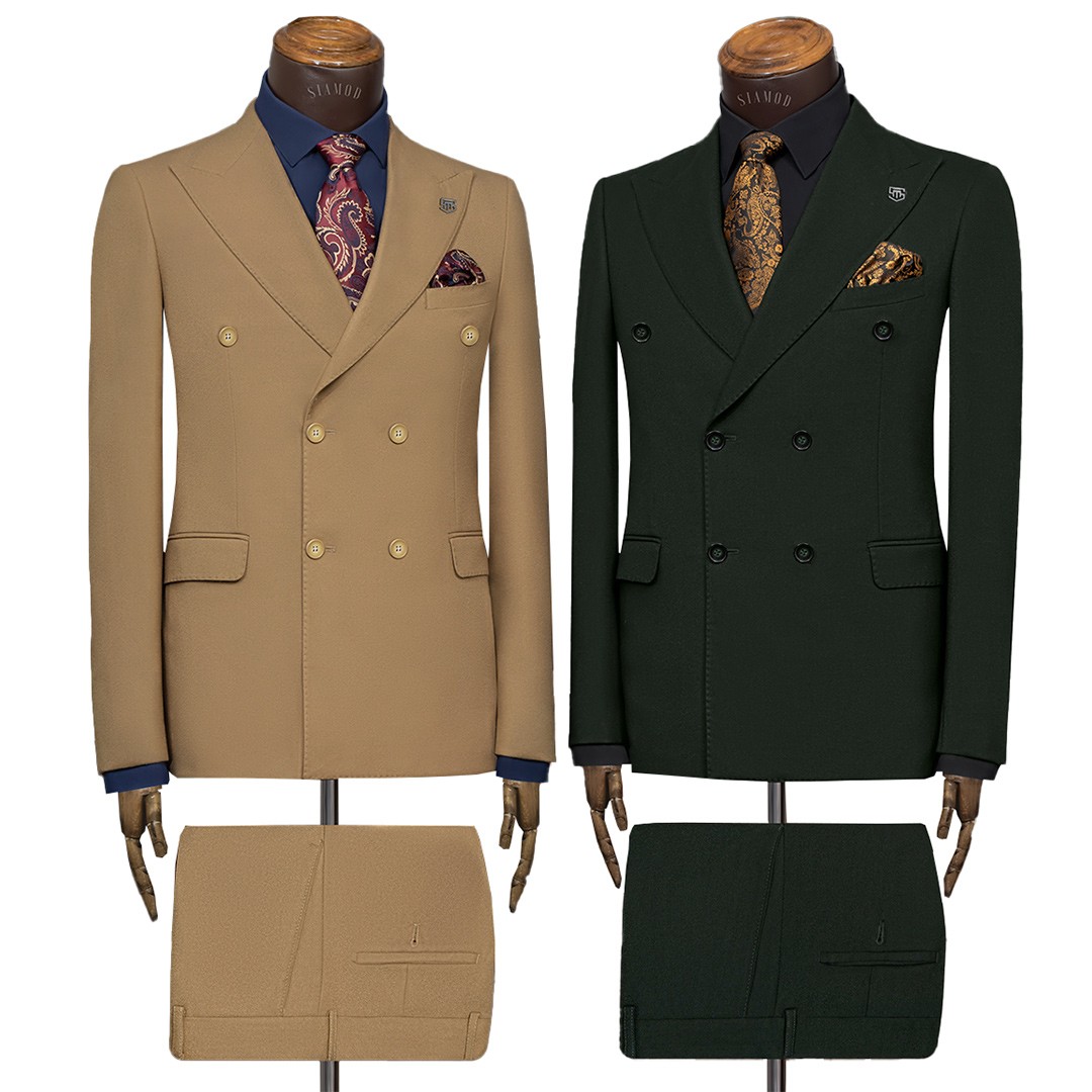 کت و شلوار دبل برست یقه بلیزر شاخدار ناتیه سیامد siamod مدل H-10-28