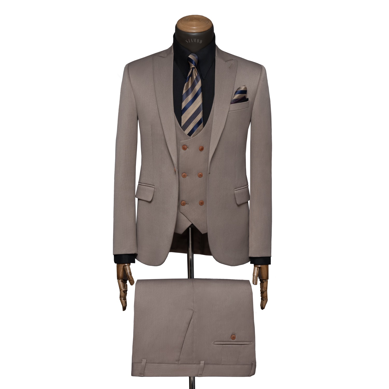 کت و شلوار و ژیله تک دکمه یقه بلیزر پلی ویسکون پرگاس Pergas