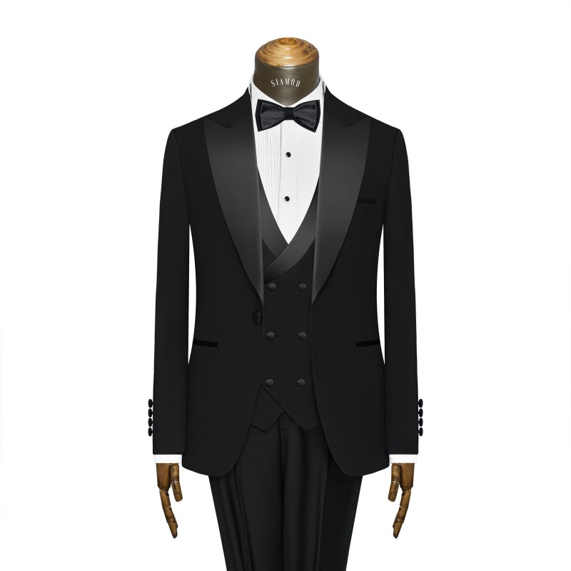 کت شلوار یقه بلیزر ژیله ساتن دار  تاکسیدو سیامد_EDG298.1/4041