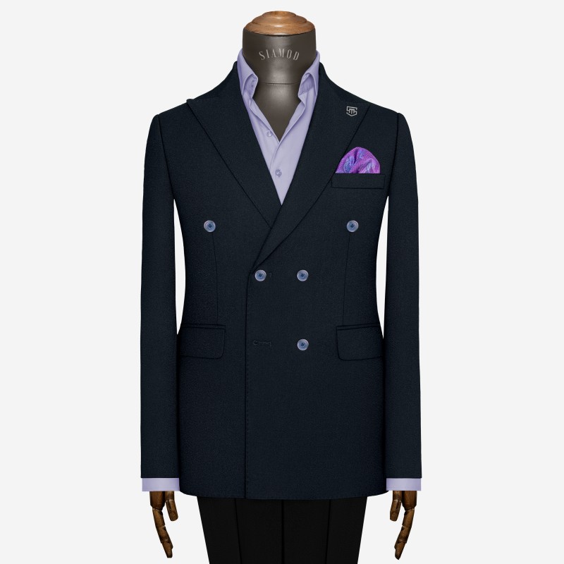 تک کت دبل برست دوچاک یقه بلیزر شاخدار ناتیه سیامد E-11-04-120 Siamod